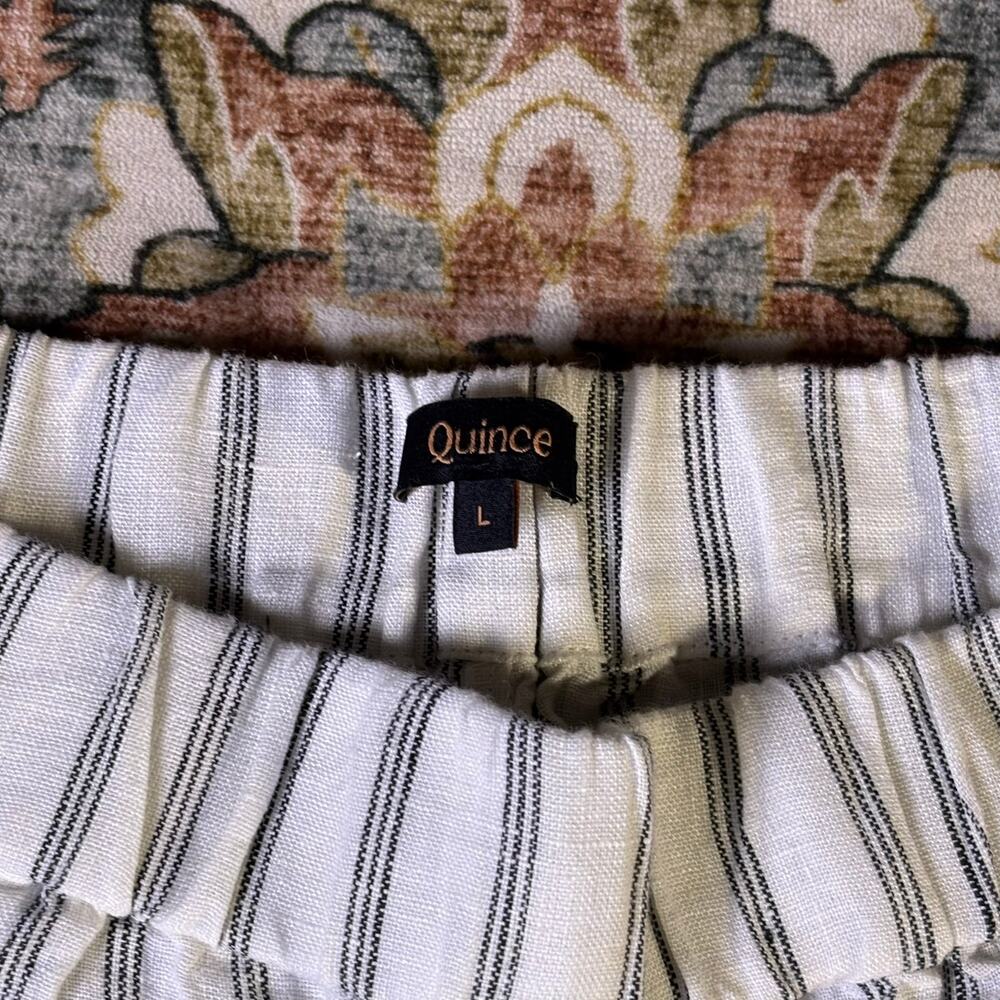 Quince linen pinstripe pants women’s summer comfort breathable bottom size Large - Picture 3 of 11
